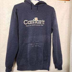 Vtg Carhartt Hoodie Y2K Streetwear Grunge Faded Work Wear Distressed Trashed Sm